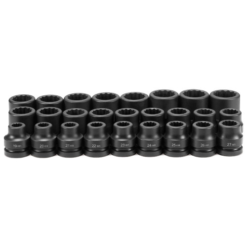 1" Dr. 26 Pc. Ensemble métrique 19mm à 44mm - 12 Point
