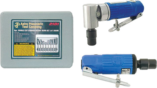 PG77 - COMPOSITE BODY 1/4" 90° DIE GRINDER, MINI DIE GRINDER, 8PC. ROTARY BURR SET