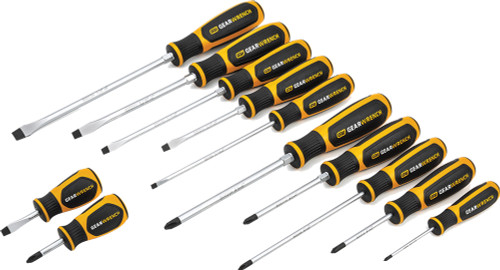 PG179 - 12-PC COMBINATION SCREWDRIVER SET, (6) PHILLIPS: #0, #1, #2, #3, (5) SLOTTED: 1/8"-3/8", (1) CABINET TIP: 3/16"