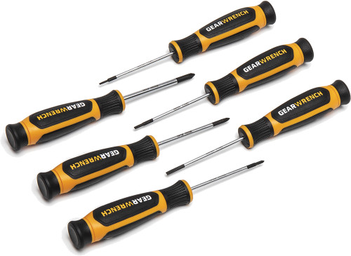 6-PC PHILLIPS®/SLOTTED MINI DUAL MATERIAL SCREWDRIVER SET, 1.5MM, 2MM, 2.5MM, #00, #0, #1