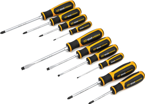 PG166 - ENSEMBLE DE TOURNEVIS COMBINÉS DE 10 PIÈCES, (2) PHILLIPS : #1, #2, (4) FENTES : 1/8 »-5/16 », (4) POZIDRIV® : #0, #1, #2, #3