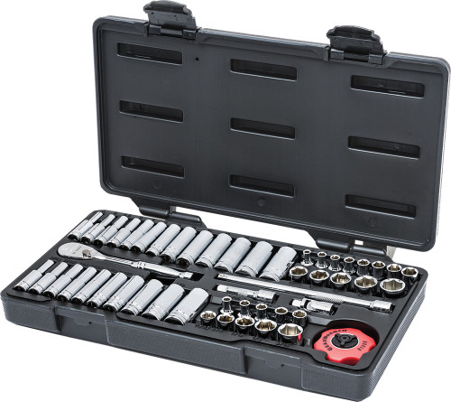 PG136 - 51-PC 1/4" DR. SAE/METRIC 6 PT STD. & DEEP SOCKET SET, 84 TOOTH