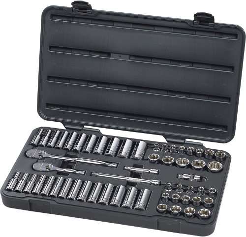 PG132 - 57 PIÈCES PRISE 3/8" ENSEMBLE D’OUTILS DE MÉCANIQUE 6 POINTS SAE/MÉTRIQUE PEU PROFOND ET PROFOND