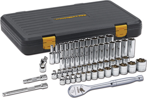 PG144 - 57-PC PRISE 3/8" SAE/STD MÉTRIQUE 6 POINTS & ENSEMBLE D’OUTILS PROFOND, 120 DENTS