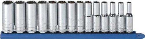 PG145 - SET SOCKET DEEP MET 3/8DR 12PT 14PC