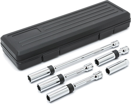 PG379 - 5-PC 3/8" DR. 6 PT. MAGNETIC SWIVEL SPARK PLUG SOCKET SET, 9/16" X 2.5", 9/16" X 6", 5/8" X 4", 5/8" X 6", 5/8" X 11"