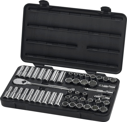 PG136 - 49-PC PRISE 1/2" ENSEMBLE D’OUTILS STANDARD À 12 POINTS ET SAE/MÉTRIQUE PROFOND