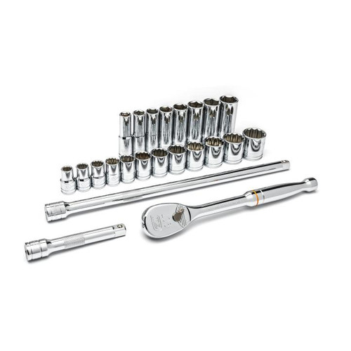 SET SKT STD/DP SAE 1/2DR 6 & 12PT 23PC