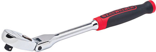 PG141 - 8" LONG 1/4" DRIVE CUSHION GRIP LOCKING FLEX HEAD TEARDROP RATCHET, 90-TOOTH