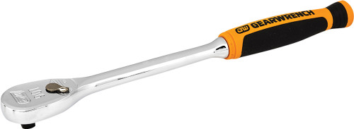 PG124 - 8" LONG 1/4" DRIVE CUSHION GRIP FIXED HEAD TEARDROP RATCHET, 90-TOOTH