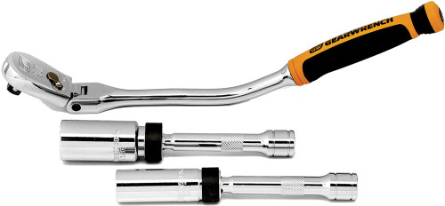 PG132 - 3-PC 3/8" DR. SPARK PLUG RATCHET & SOCKET SET (5/8" & 13/16" MAGN. SPARK PLUG SOCKETS)