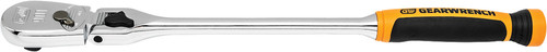 PG142 - 17" LONG 1/2" DRIVE CUSHION GRIP LOCKING FLEX HEAD TEARDROP RATCHET, 90-TOOTH
