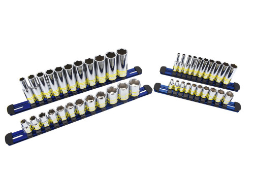 43 pièces haute visibilité lumineuse 1/4" et PRISE 3/8" Jeu de douilles métriques peu profondes et profondes de 6 points