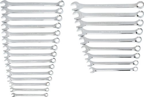 PG164 - 24-PC 12 POINT SAE/METRIC LONG PATTERN COMBINATION WRENCH SET, 1/2" TO 1" AND 8MM TO 22MM