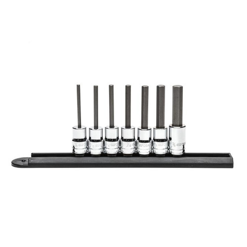 SET MID LNG HEX BIT SKT 3/8DR 7PC SAE