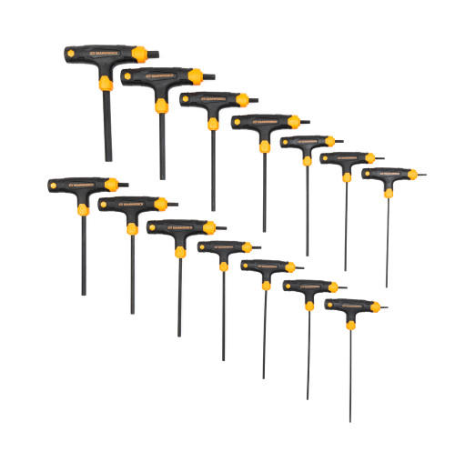 PG173 - 14-PC SAE/METRIC T-HANDLE HEX KEY SET, 3/32" – 1/4", 2.5MM – 10MM