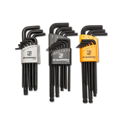 PG167 - ENSEMBLE HEXAGONAL ET TORX® À EXTRÉMITÉ SPHÉRIQUE MAGNÉTIQUE SAE/METRIC DE 31 PIÈCES, 0,05 » – 3/8 », 1,5 MM – 10 MM, T10 – T50