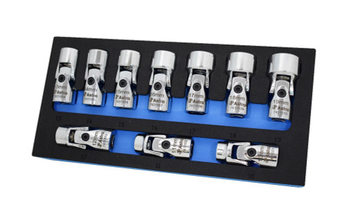 10pc 3/8" Drive Flex Socket Set - 6 Point - Metric