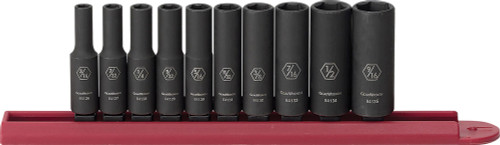 PG143 - 10-PC 1/4" DRIVE 6 POINT DEEP SAE IMPACT SOCKET SET