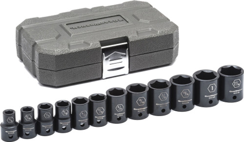 PG143 - 12-PC 1/2" DRIVE 6 POINT STANDARD SAE IMPACT SOCKET SET