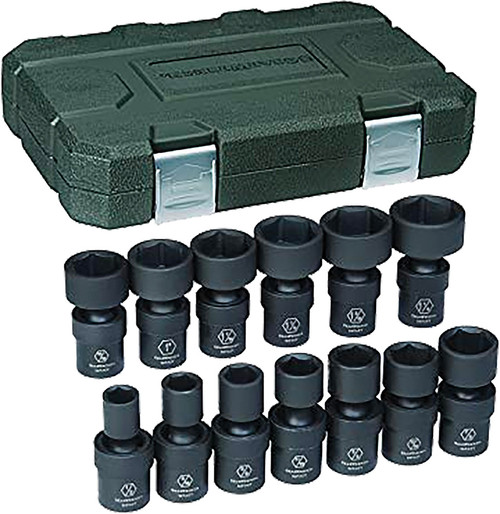 PG144 - 13-PC PRISE 1/2" ENSEMBLE DE DOUILLES À JOINT D’IMPACT UNIVERSEL SAE À 6 POINTS