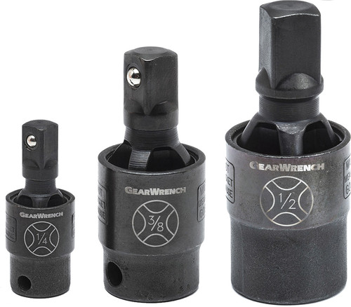 PG142 - 3 PC. 1/4", 3/8" & PRISE 1/2" JOINT UNIVERSEL D’IMPACT SANS GOUPILLE