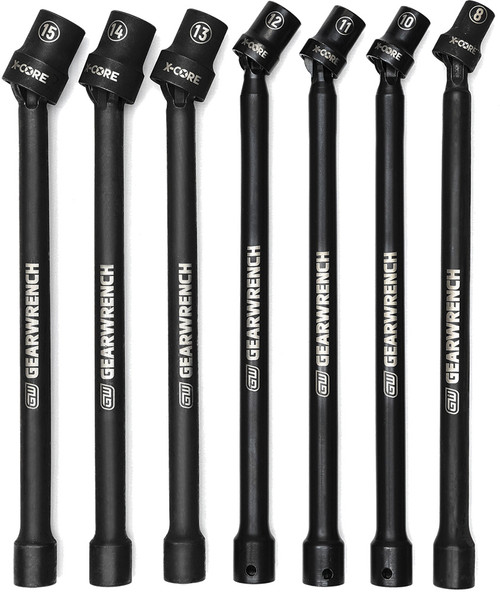 PG154 - 7-PC 3/8" DR. 6 POINT X-CORE™ PINLESS UNIVERSAL IMPACT METRIC EXTENSION SOCKET SET, 8-15MM