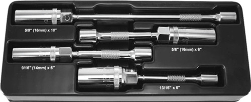 PG379 - 4-PC 3/8" DR. 6 PT. MAGNETIC SPARK PLUG UNIVERSAL EXTENSION SOCKET SET, 9/16" X 6", 5/8" (16MM) X 6", 5/8" (16MM) X 10", 13/16" X 6"