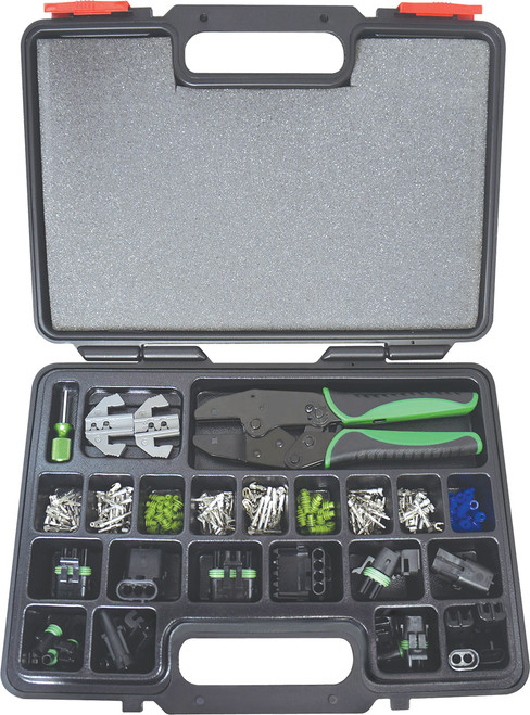 PG195 - 220-PC WEATHER PACK INTERCHAN. RATCHET. CRIMPING TOOL & ACCESS. SET