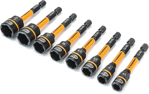 PG128 - 8-PC 1/4" DRIVE BOLT BITER™ NUT EXTRACTOR & DRIVER SET, 1/4", 7MM, 8MM (5/16"), 3/8", 10MM, 11MM (7/16"), 12MM, 13- MM (1/2")