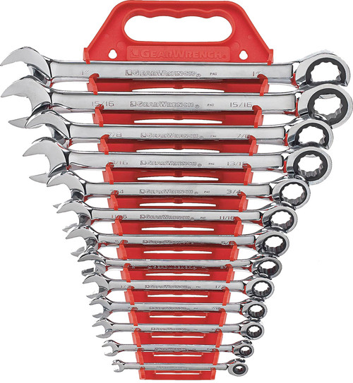 PG166 - SET WRENCH RATCHETING COMBINATION SAE 13PC TRAY