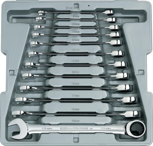 PG159 - SET WRENCH RATCHETING COMBINATION MET 12PC TRAY