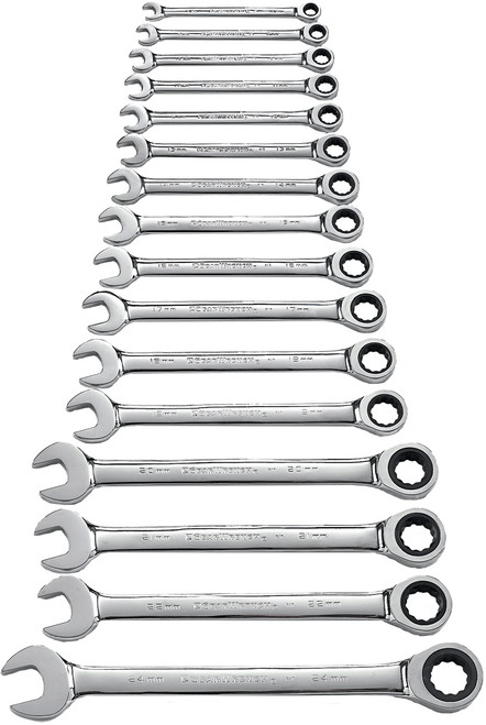 PG166 - SET WRENCH RATCHETING COMBINATION MET 16PC TRAY