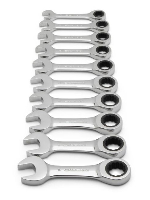 PG158 - SET WRENCH RATCHETING COMBINATION STUBBY MET 10PC