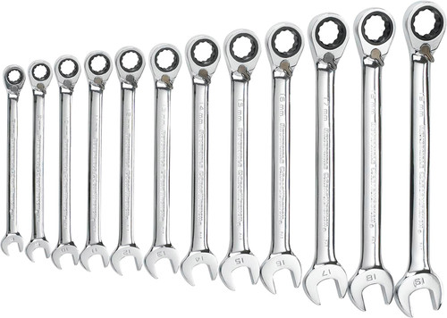 PG168 - SET WRENCH RATCHETING REV MET 12PC