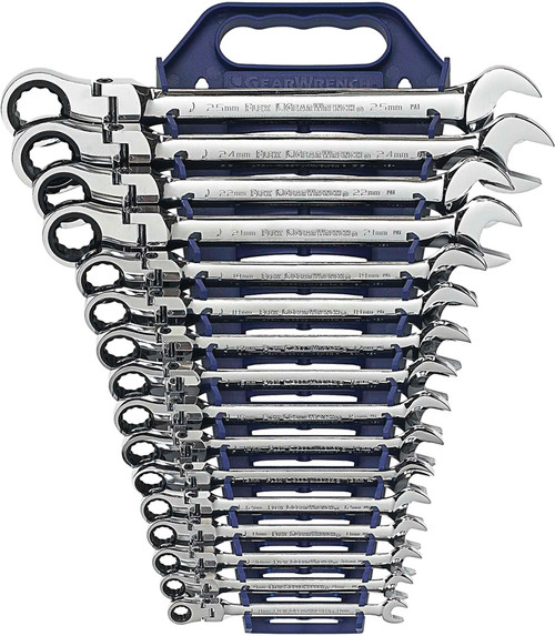 SET WRENCH RATCHETING COMBINATION FLEX MET 16PC
