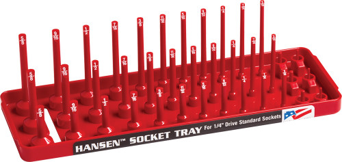 PG206 - 1/4" DR. SAE REGULAR, SEMI-DEEP, DEEP 3 ROW SOCKET HOLDER - RED