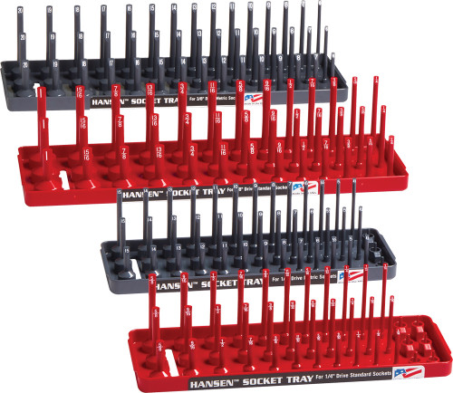 PG220 - 4 PACK 3 ROW SOCKET HOLDERS - RED & GREY