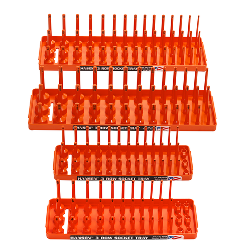 4 Piece - 3 Row Socket Tray Set - Orange