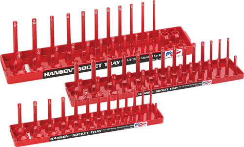 PG206 - 3 PC. SAE SOCKET TRAY SET - RED