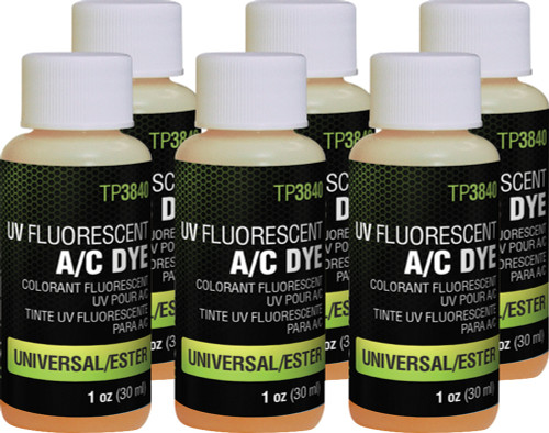 PG407 - FLUORO-LITE® A/C DYE FOR UNIVERSAL/ESTER, (6) 1 OZ (30 ML) BOTTLES