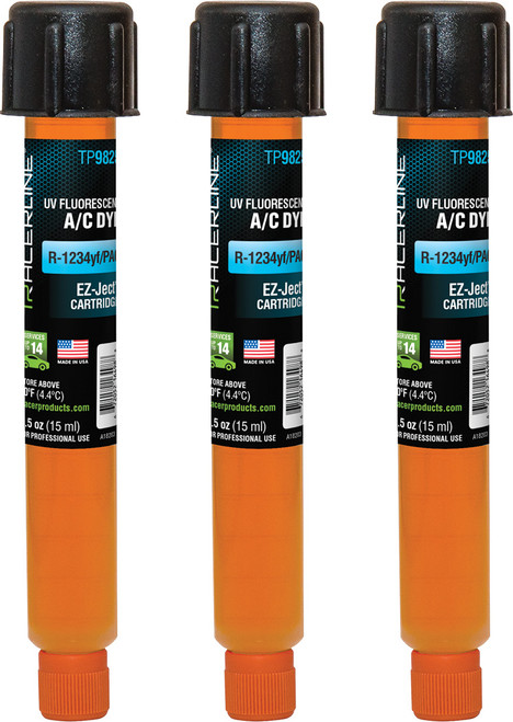 EZ-JECT™ A/C DYE CARTRIDGES FOR R-1234YF/PAG, 3 X 0.5 OZ. (15ML) CARTRIDGES
