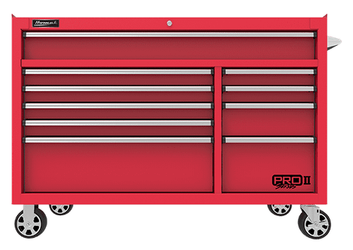 Armoire à rouleaux 54" Pro 2 à tiroirs à 10 tiroirs - Rouge