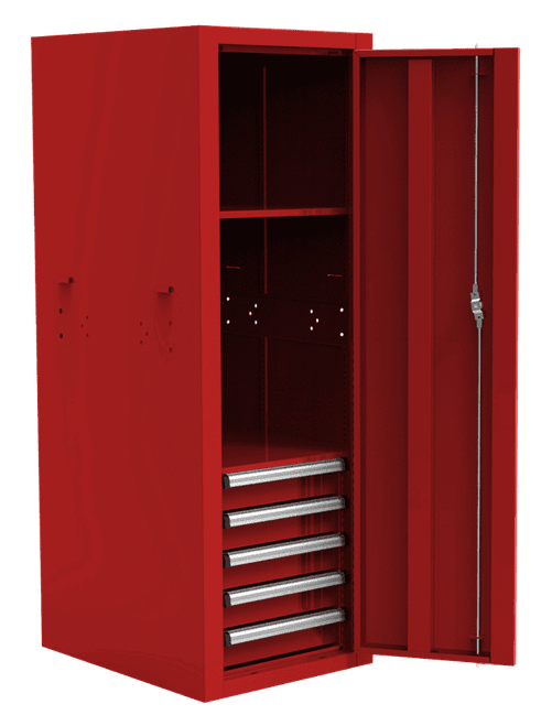 22" Pro II 5-Drawer Full Height Side Locker - Red