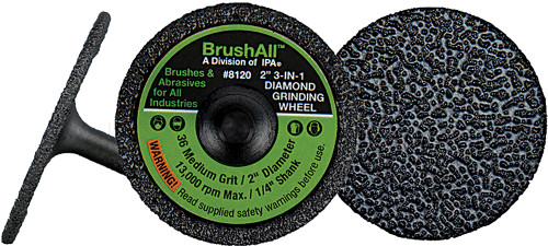 PG112 - MEULE DIAMANTÉE 3-EN-1 DE DIAMÈTRE DE 2 » DESSUS, MEULÉ, COUPE & Undercut, JAMBE 1/4 »