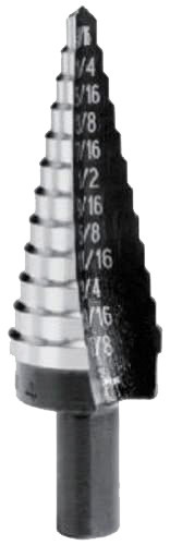 PG119 - #5 STEP DRILL BIT, 1/4" – 1-3/8" (1/8" STEPS), 10 HOLES, 7/16" HEX SHANK