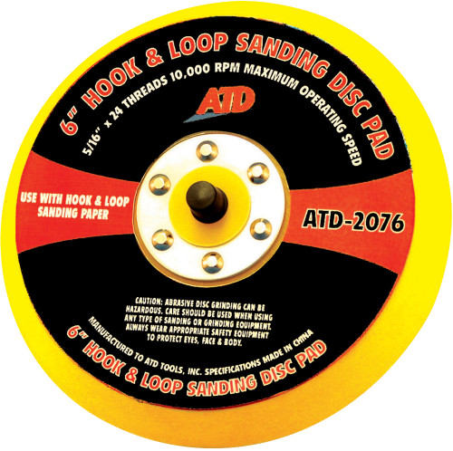 PG100 - 6" QUICK CHANGE SANDING DISC PAD, HOOK & LOOP