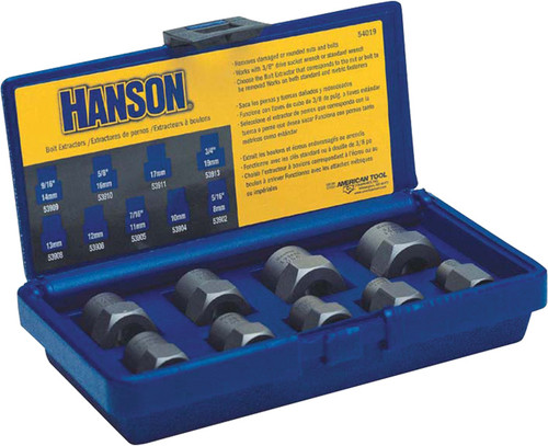 PG121 - 9-PC EXTRACTOR SET 8-19MM BOLT, 3/8" DRV