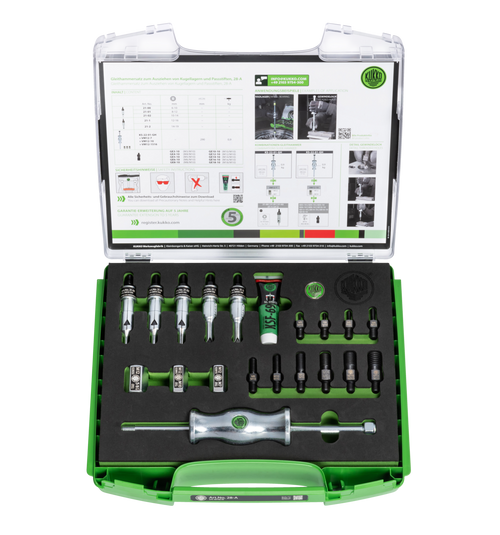 Set of slide hammer for extracting ball bearings & dowel-pins 1/4 up to 5/8 ø 6-16 mm