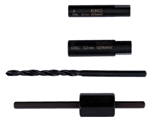 Bolt extractors with drills and drill-guide ø 8-9 mm